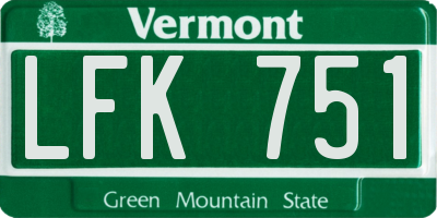 VT license plate LFK751