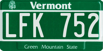 VT license plate LFK752