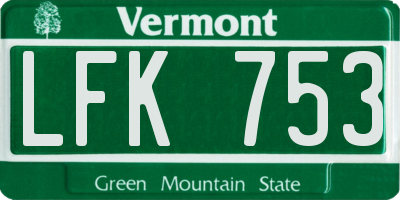 VT license plate LFK753