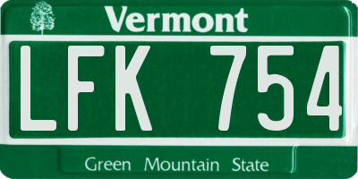 VT license plate LFK754