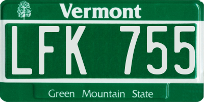 VT license plate LFK755