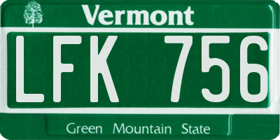 VT license plate LFK756