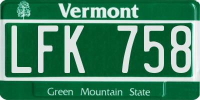 VT license plate LFK758