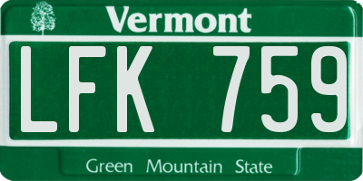VT license plate LFK759