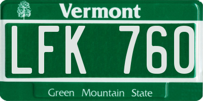VT license plate LFK760