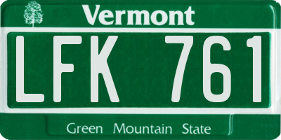VT license plate LFK761