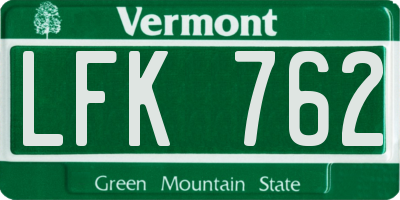 VT license plate LFK762