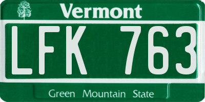 VT license plate LFK763
