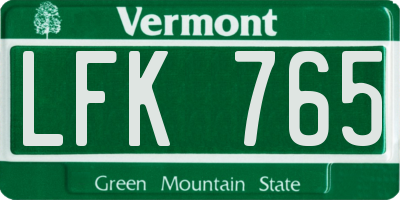 VT license plate LFK765