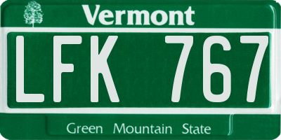 VT license plate LFK767
