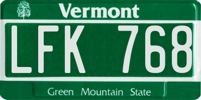 VT license plate LFK768