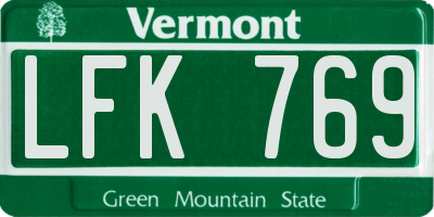 VT license plate LFK769