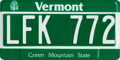 VT license plate LFK772