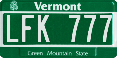 VT license plate LFK777