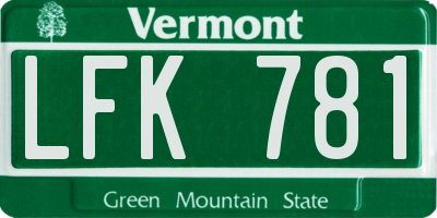 VT license plate LFK781