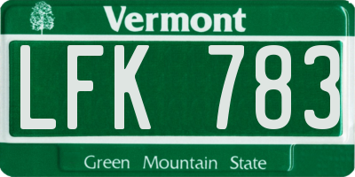 VT license plate LFK783