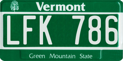 VT license plate LFK786