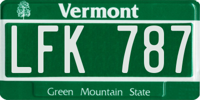 VT license plate LFK787