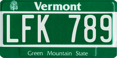 VT license plate LFK789