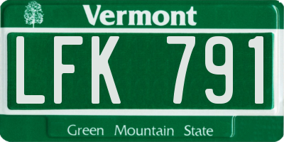 VT license plate LFK791
