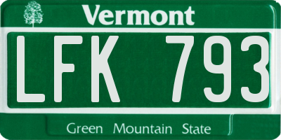 VT license plate LFK793