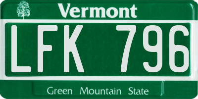 VT license plate LFK796