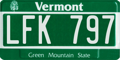VT license plate LFK797