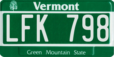 VT license plate LFK798