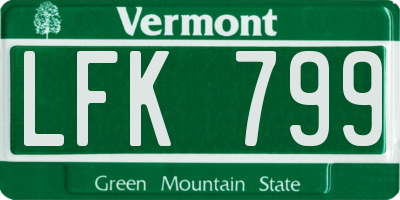 VT license plate LFK799