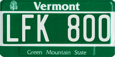 VT license plate LFK800