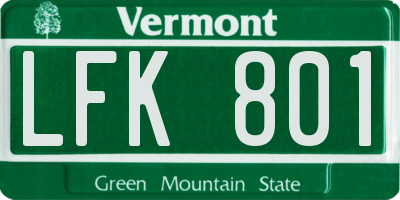VT license plate LFK801
