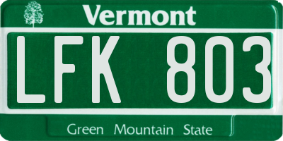 VT license plate LFK803