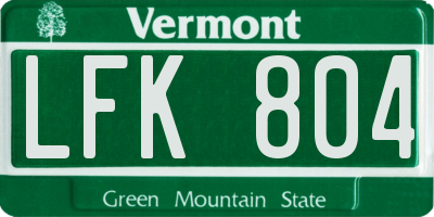 VT license plate LFK804
