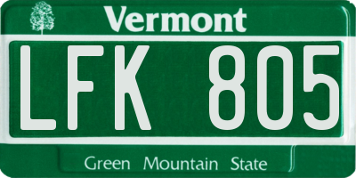 VT license plate LFK805