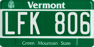 VT license plate LFK806
