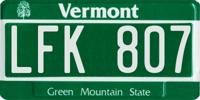 VT license plate LFK807