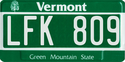 VT license plate LFK809