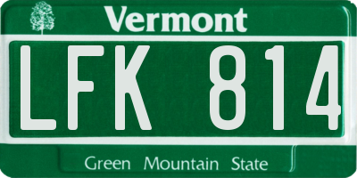 VT license plate LFK814