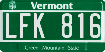 VT license plate LFK816