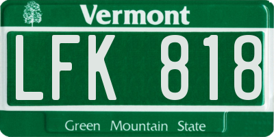 VT license plate LFK818