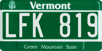 VT license plate LFK819