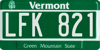 VT license plate LFK821