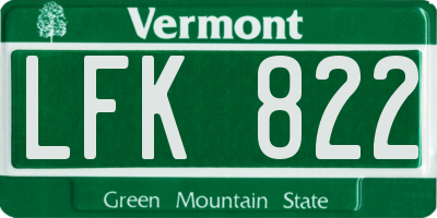 VT license plate LFK822