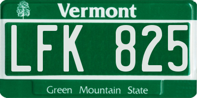 VT license plate LFK825