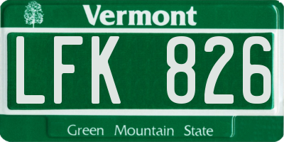VT license plate LFK826