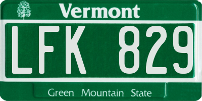 VT license plate LFK829