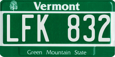 VT license plate LFK832