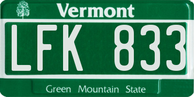 VT license plate LFK833