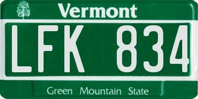 VT license plate LFK834