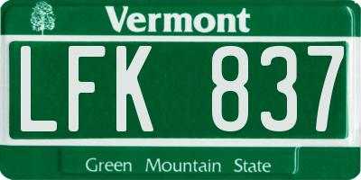 VT license plate LFK837
